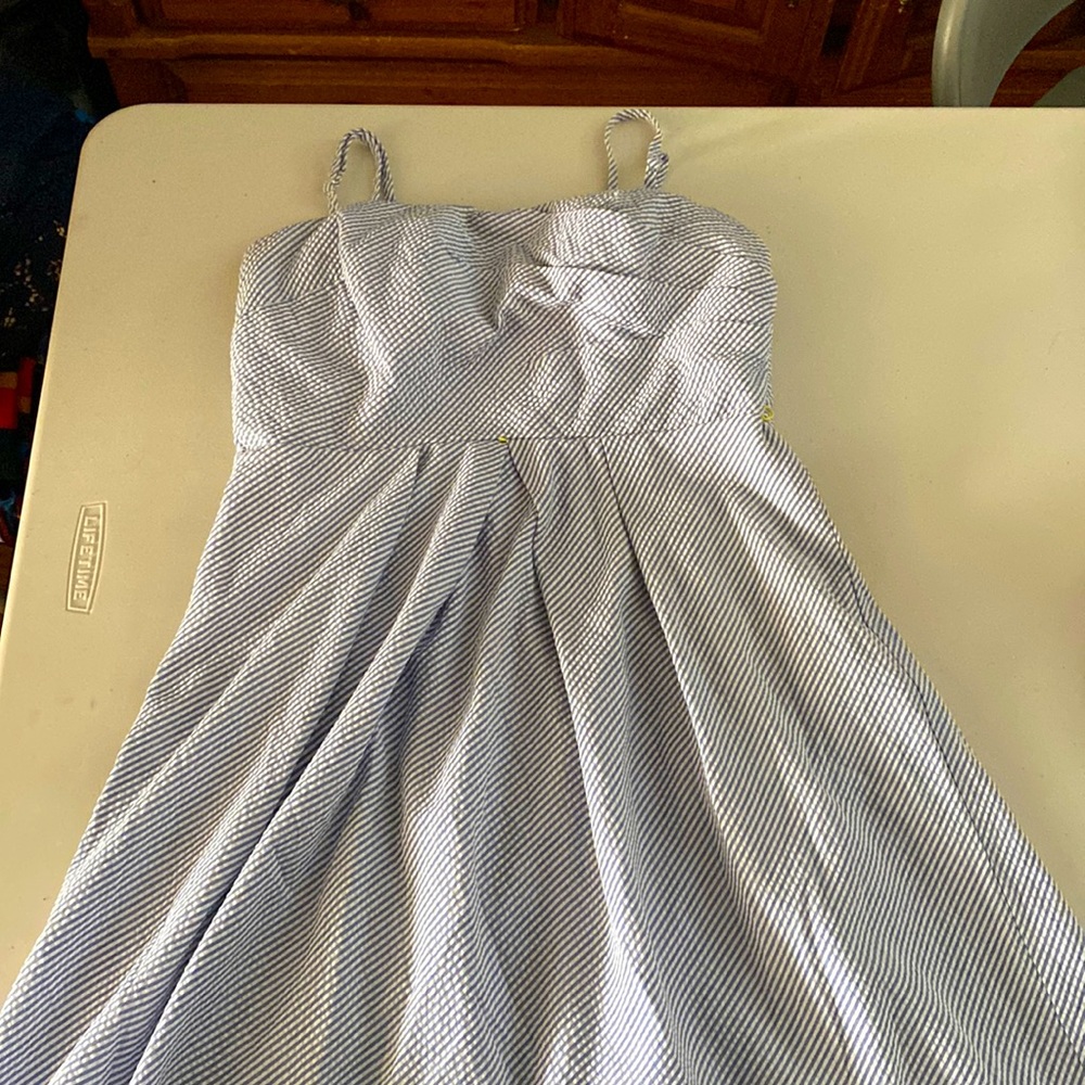 Size 9, baby blue and white striped summer dress